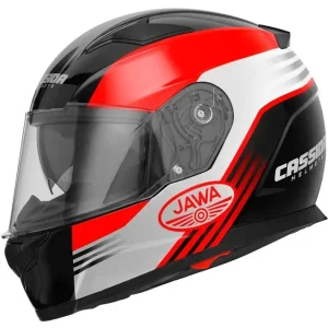 Přilba na motorku Cassida Apex Jawa - červeno-černo-šedá Speciální Cena
