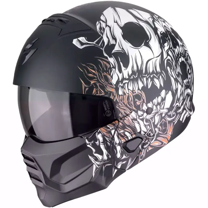 Zlevněný Modulární helma na motorku Scorpion EXO-COMBAT II GENESIS matná černo-bílo-zlatá