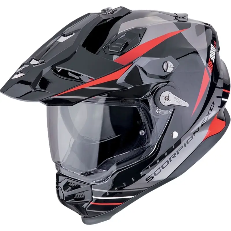 Nízká Cena Enduro helma Scorpion ADF-9000 Air Feat černo-stříbrno-červená
