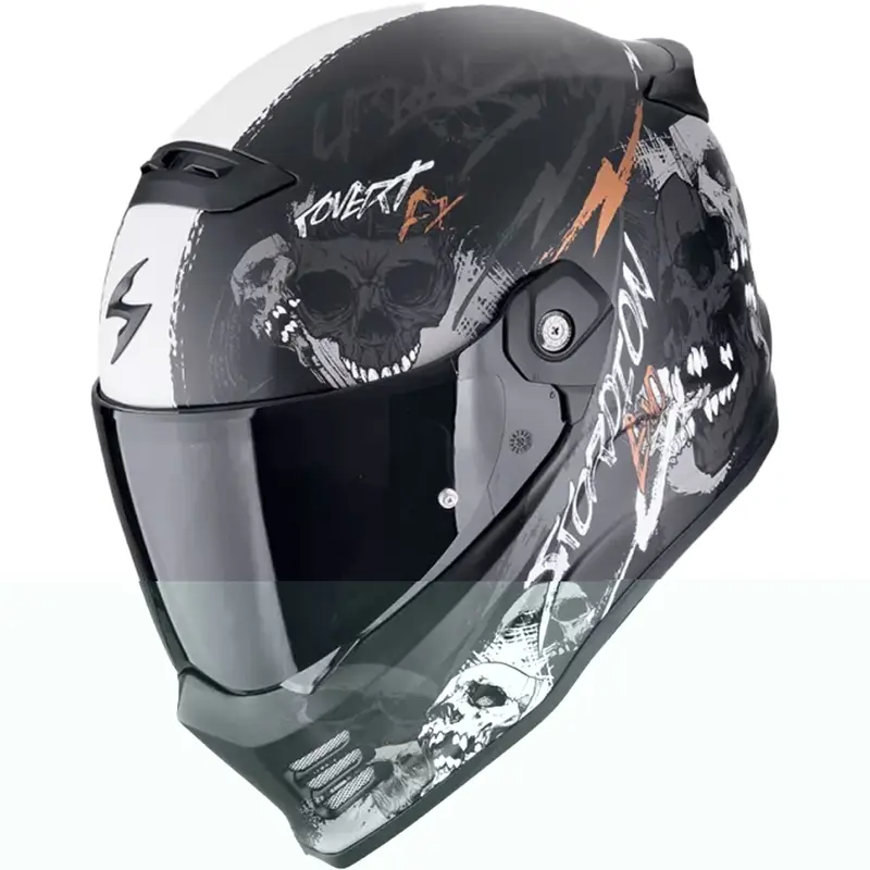 Ověřený Integrální helma na motorku Scorpion COVERT FX SKULLZ matná černo-šedo-zlatá