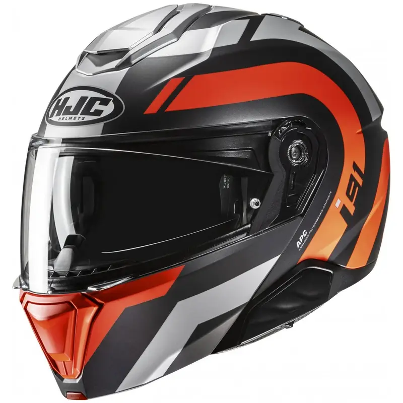 Výklopná helma na motorku HJC i91 Arven MC6HSF černo-šedo-oranžová Sleva