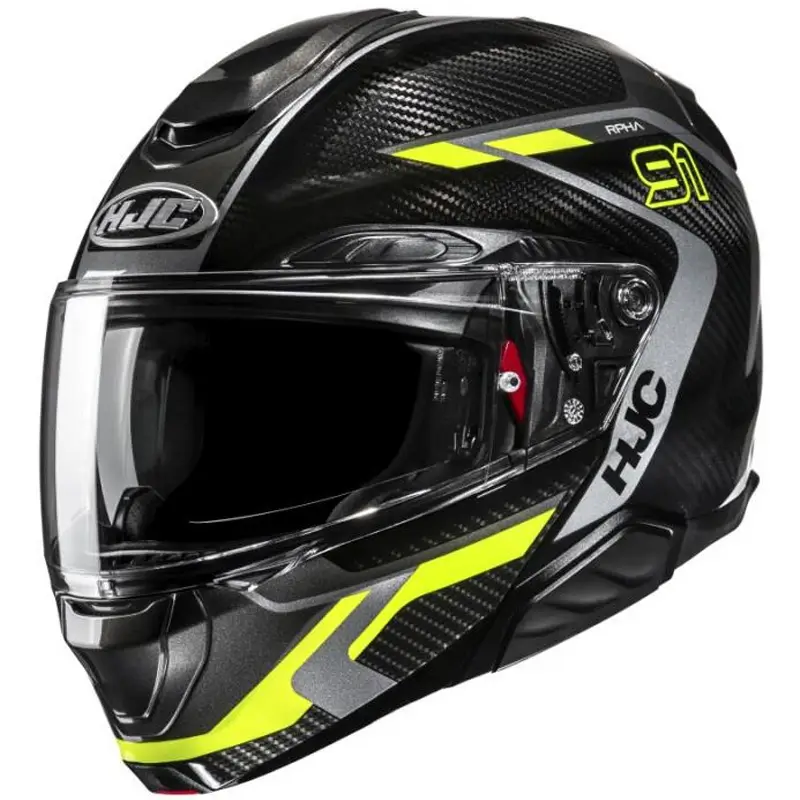 Rychlé Dodání Výklopná helma na motorku HJC RPHA 91 CARBON Lagos MC3H černo-fluo žlutá