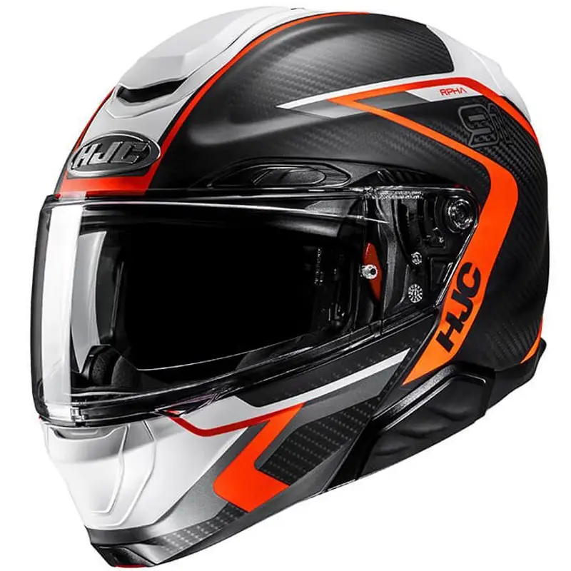 Tovární Cena Výklopná helma na motorku HJC RPHA 91 CARBON Lagos MC6HSF černo-šedo-oranžová