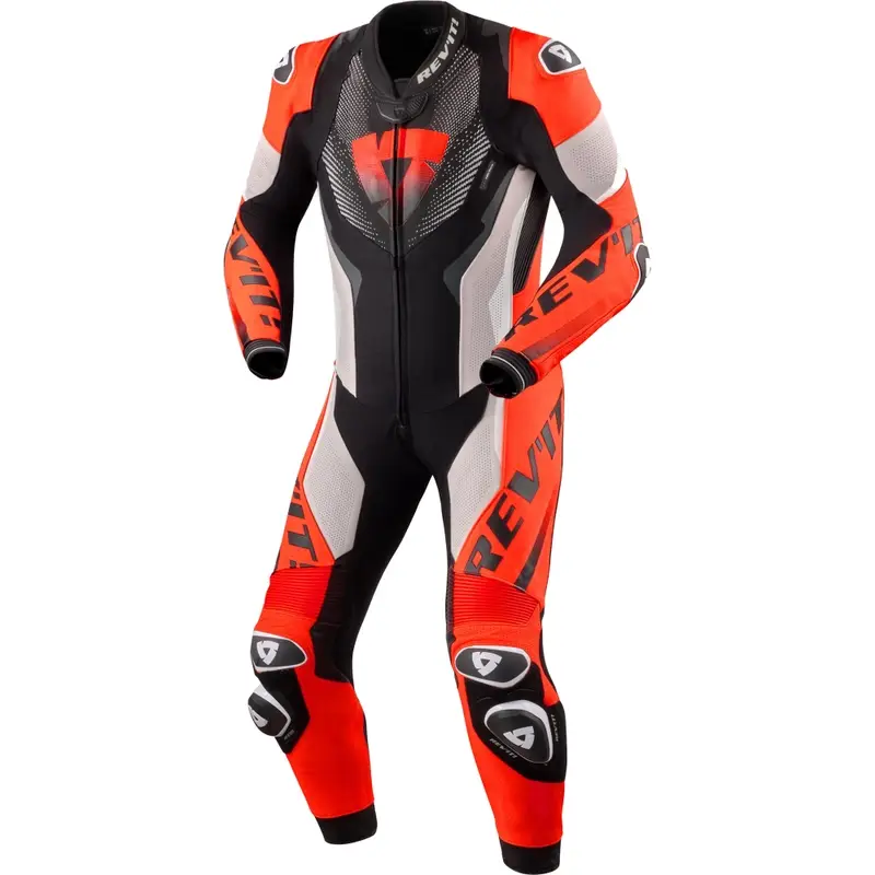 Bezpečná Platba Kombinéza na motorku Revit One Piece Hyperspeed 3 světle šedo-fluo červená