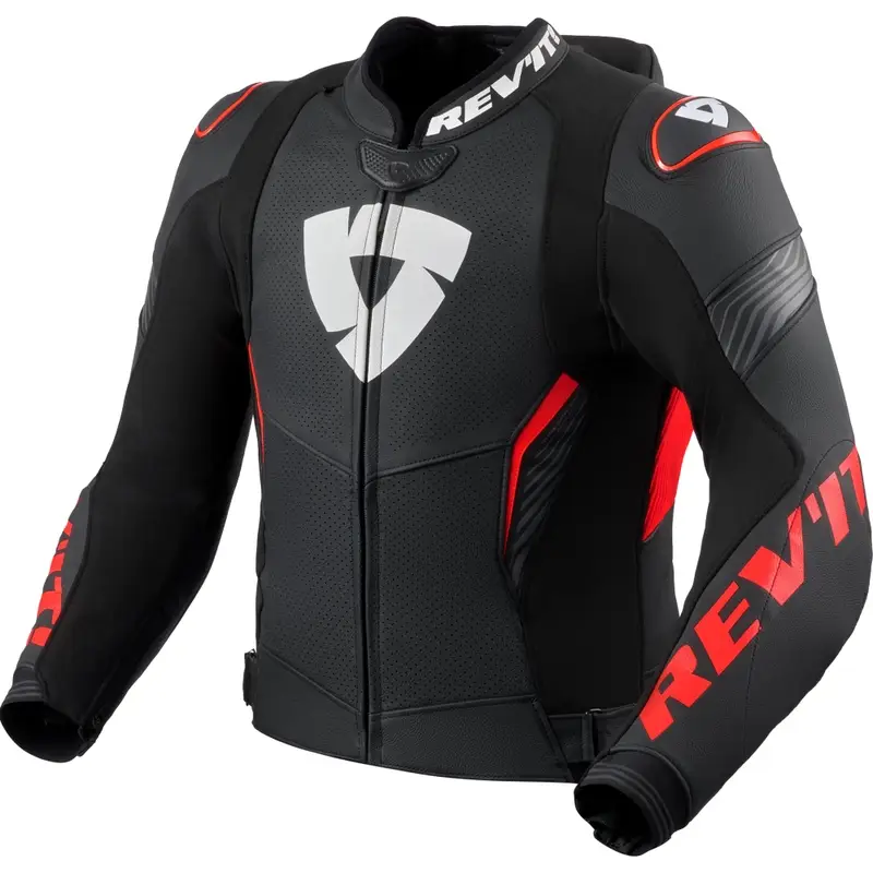 Objednat Nyní Kožená bunda na motorku Revit Argon 3 PRO černo-fluo červená