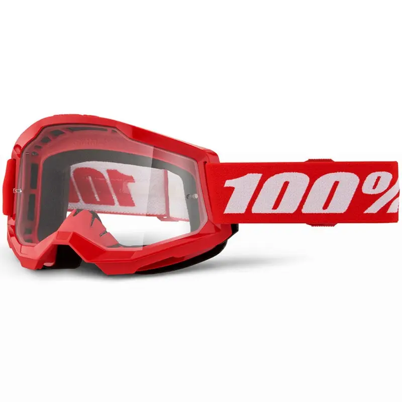 Dětské motokrosové brýle 100% STRATA 2 červené s čirým plexi Nová Kolekce