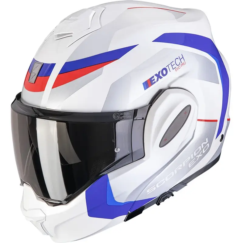 Nejprodávanější Překlápěcí helma na motorku Scorpion EXO-TECH EVO PRO Accuti bílo-modro-červená