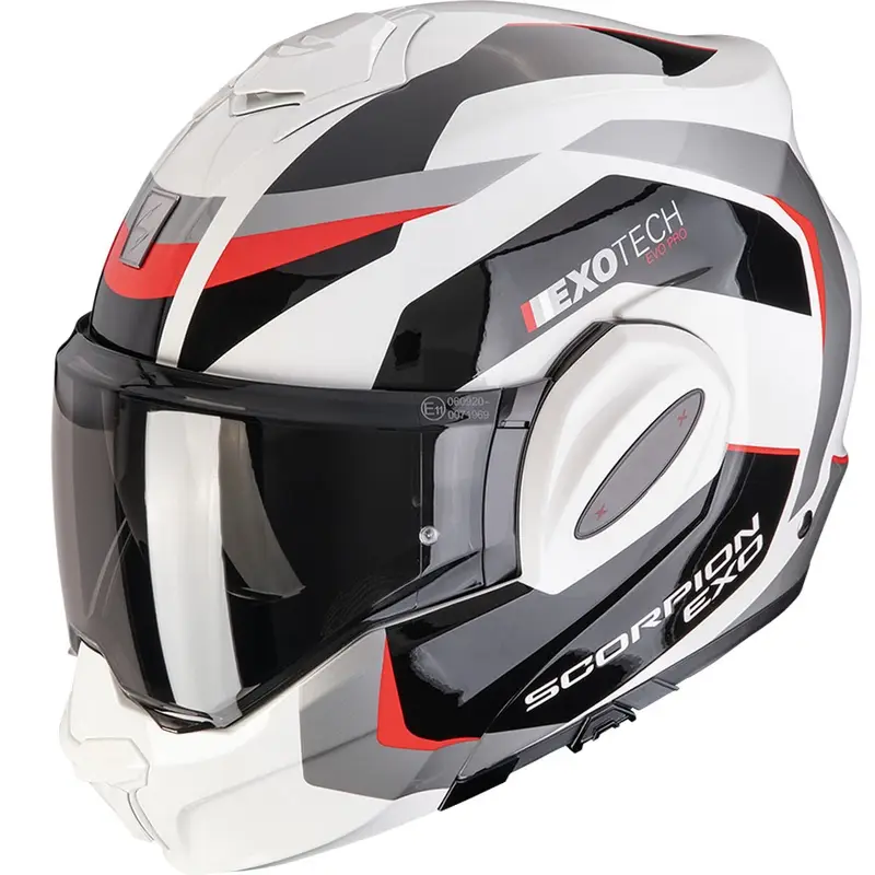 Překlápěcí helma na motorku Scorpion EXO-TECH EVO PRO Accuti šedo-černo-červená Vrácení Zdarma