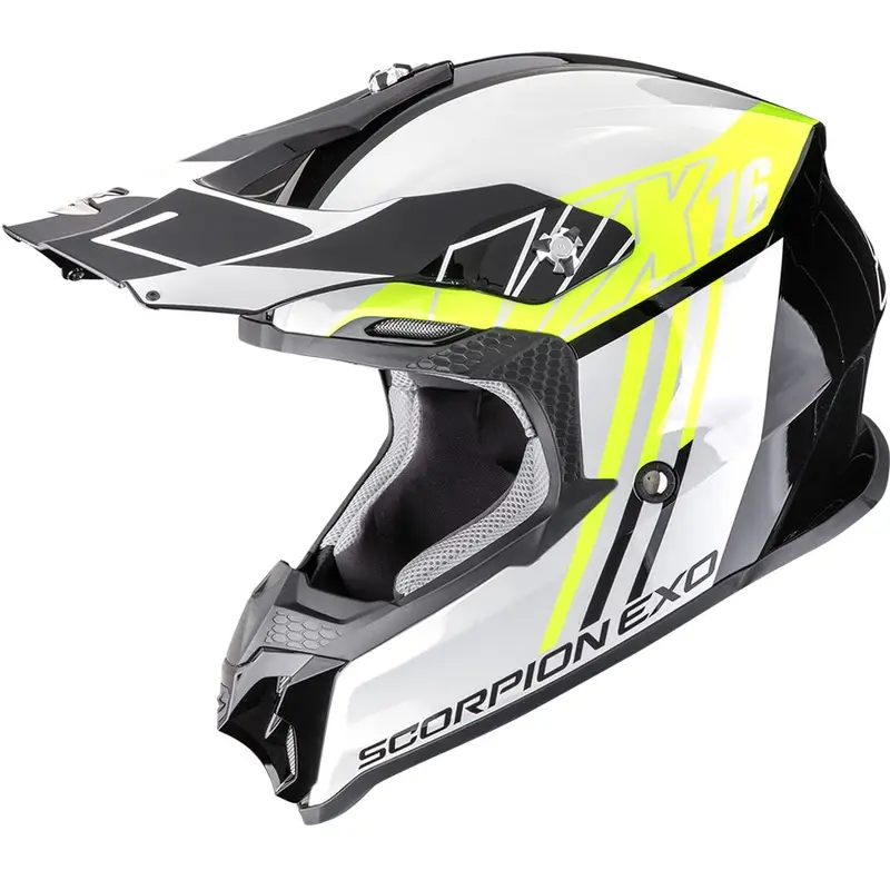 Dokud Zásoby Vydrží Motokrosová helma Scorpion VX-16 EVO Air Lignes černo-fluo žlutá