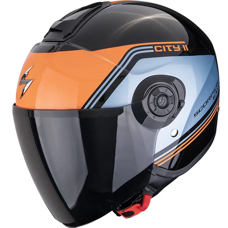 Expresní Doručení Otevřená helma na motorku Scorpion EXO-CITY II Vita černo-modro-oranžová