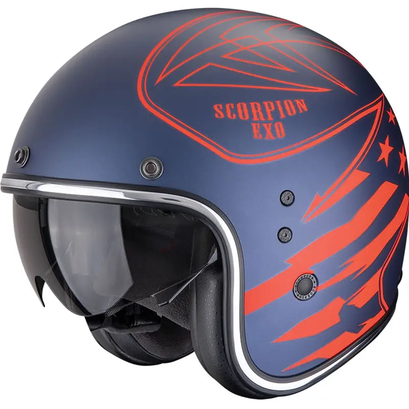 Otevřená helma na motorku Scorpion Belfast Dawg matná modro-červená Cenová Bomba