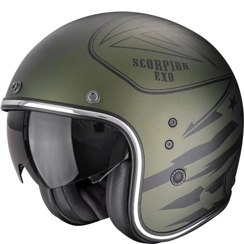 Bezpečná Platba Otevřená helma na motorku Scorpion Belfast Dawg matná zelená