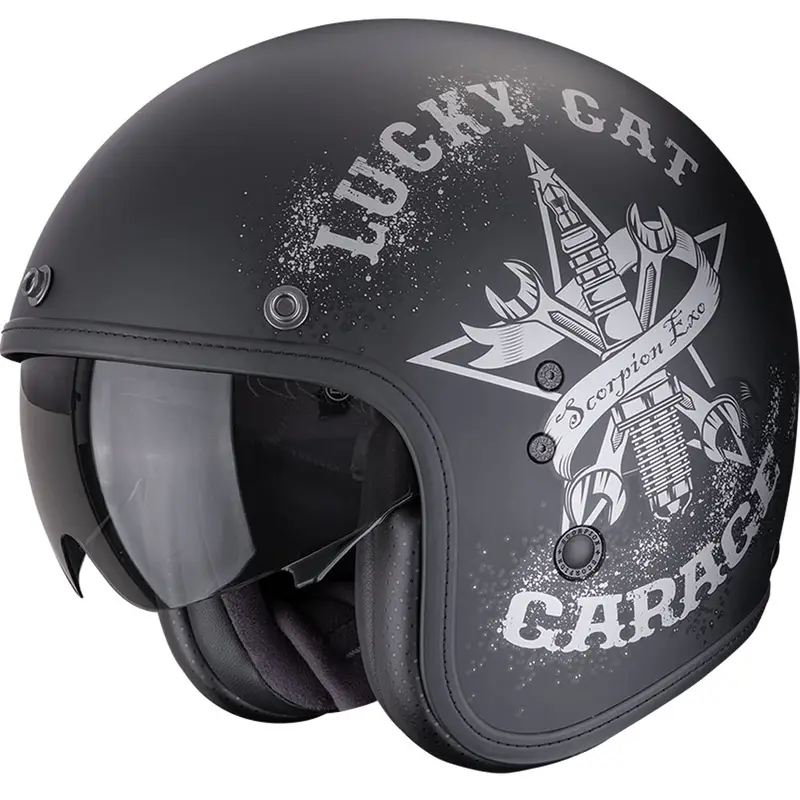 Vysoce Kvalitní Otevřená helma na motorku Scorpion Belfast Hangar matná černo-stříbrná