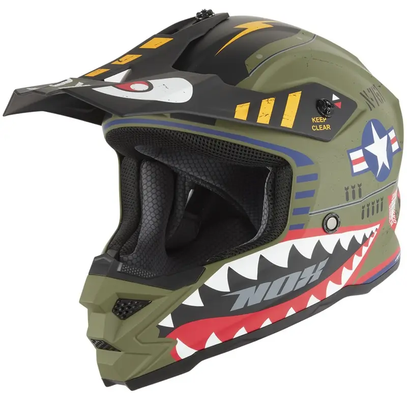 Dětská motokrosová helma NOX N761 Fly Fighter khaki-vícebarevná Pouze Dnes