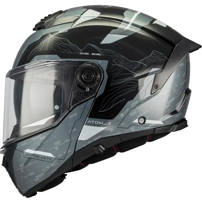 Výklopná helma na motorku MT Atom 2 SV Highlands C2 černo-šedá Výprodej