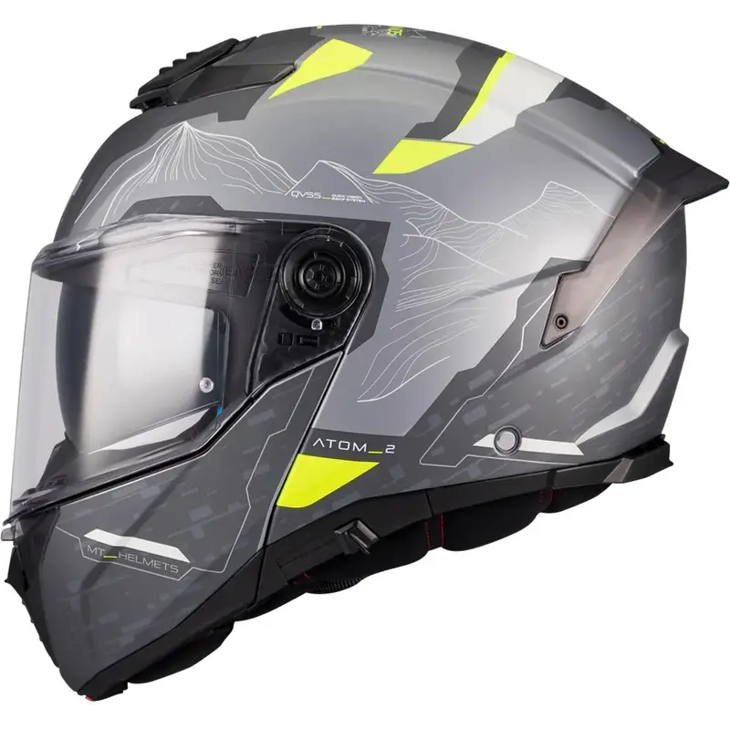 Akce Výklopná helma na motorku MT Atom 2 SV Highlands E2 matná černo-šedo-fluo žlutá