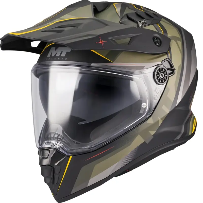 Jen Po Omezenou Doba Enduro helma na motorku MT Track SV Questor B6 matná černo-zeleno-hnědo-fluo žlutá