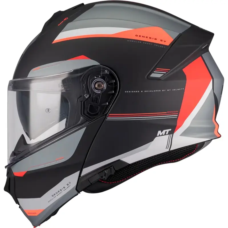 Nakupujte Hned Výklopná helma na motorku MT Genesis SV Raccoon B5 černo-červená