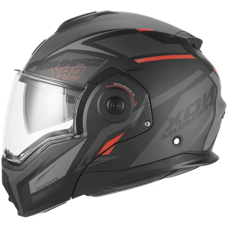 Zlevněný Překlápěcí helma na motorku NOX PREMIUM Spinner Ark matná černo-červená