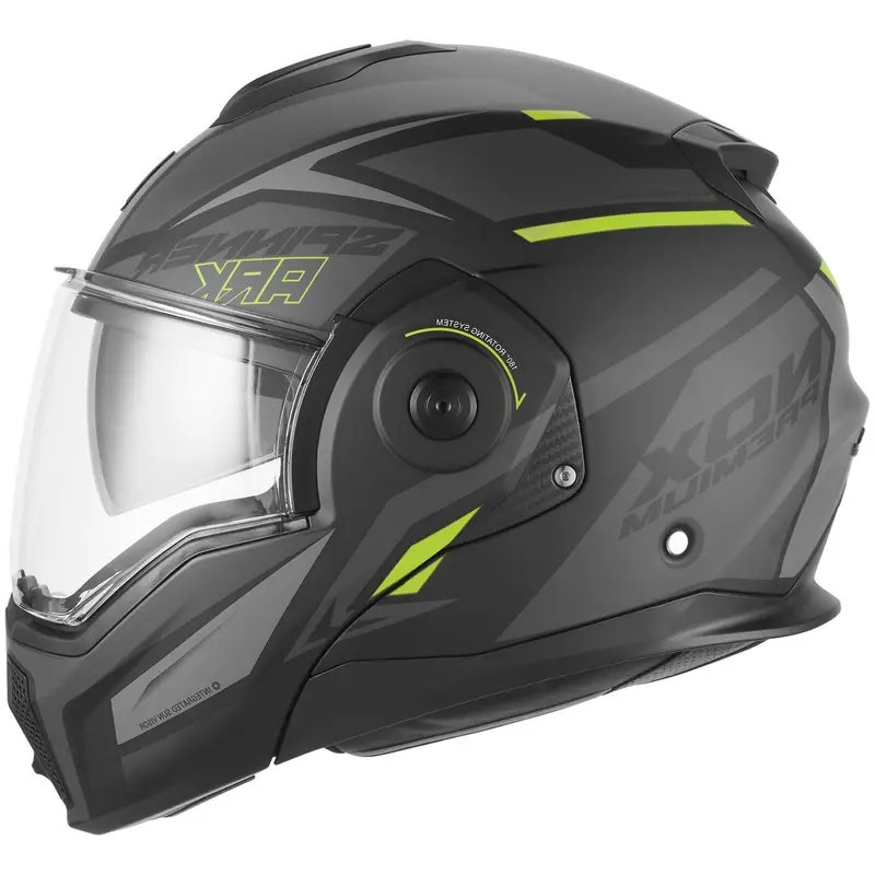 Autentický Překlápěcí helma na motorku NOX PREMIUM Spinner Ark matná černo-fluo žlutá