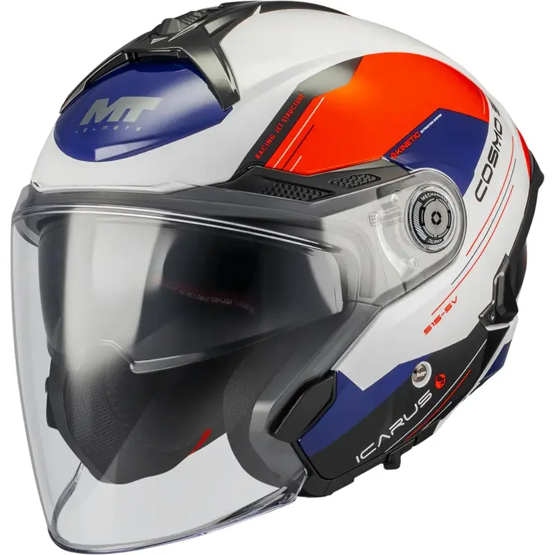 Značkový Otevřená helma na motorku MT Cosmo SV Icarus A5 modro-bílo-červená