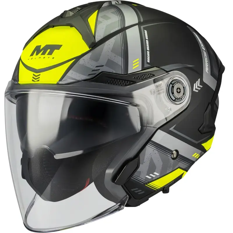 Otevřená helma na motorku MT Cosmo SV Arrow B3 matná černo-šedo-fluo žlutá Top Prodej