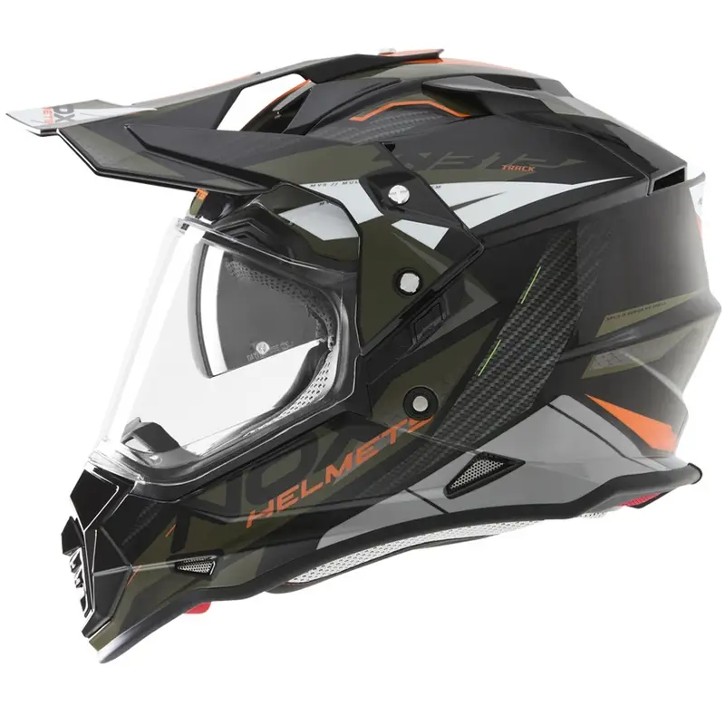 Enduro helma na motorku NOX N312 Track khaki-oranžová Výhodná Nabídka