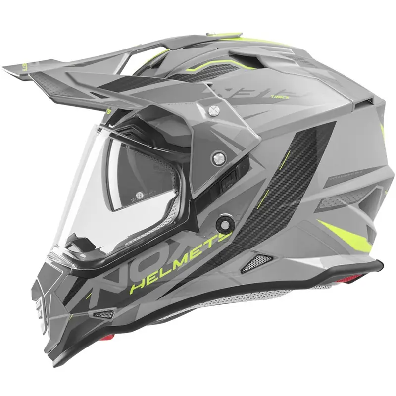 Sleva Enduro helma na motorku NOX N312 Track šedo-fluo žlutá