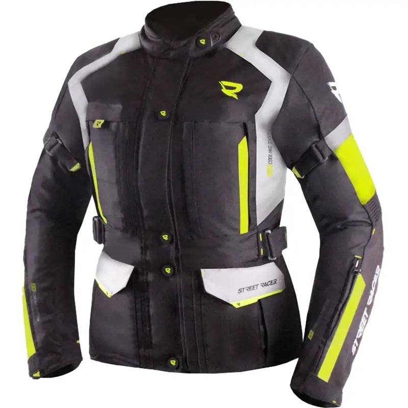 Autentický Dámská bunda na motorku Street Racer Hilax černo-šedo-fluo žlutá - II. jakost