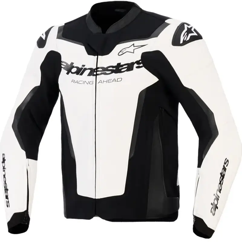 Expresní Doručení Kožená bunda na motorku Alpinestars GP Force V2 bílo-černá