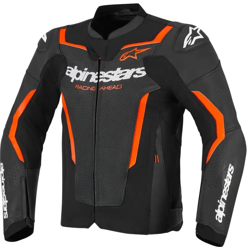Dokud Zásoby Vydrží Kožená bunda na motorku Alpinestars GP Force V2 Airflow černo-fluo červeno-bílá