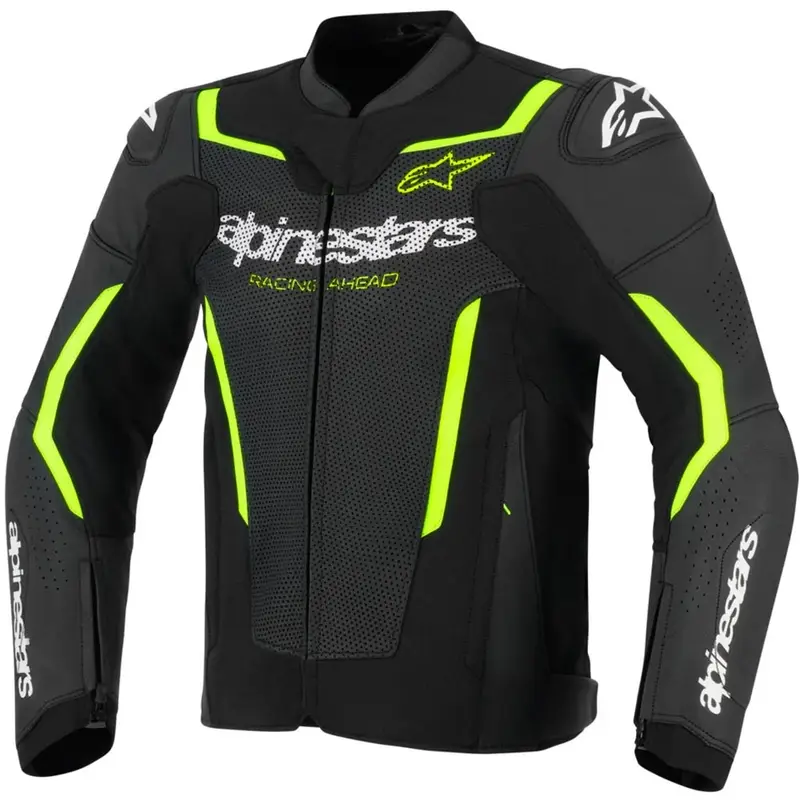 Jen Po Omezenou Doba Kožená bunda na motorku Alpinestars GP Force V2 Airflow černo-fluo žlutá