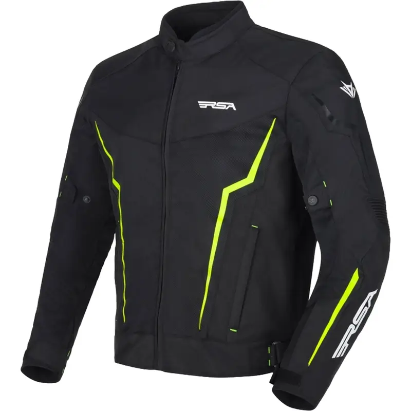 Bunda na motorku RSA Bolt černo-bílo-fluo žlutá Zlevněný