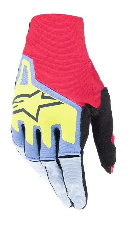 Koupit Online Motokrosové rukavice Alpinestars Techstar světle modro-červeno-žluto fluo-černé