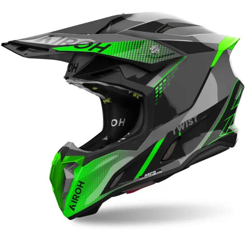 Motokrosová helma Airoh Twist 3 Shard lesklá zelená Oblíbený