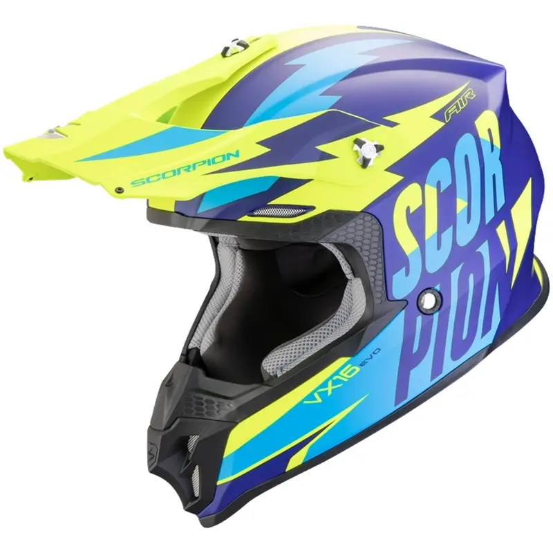 Motokrosová helma Scorpion VX-16 EVO AIR Slanter matná modro-fluo žlutá výprodej Cenově Výhodný