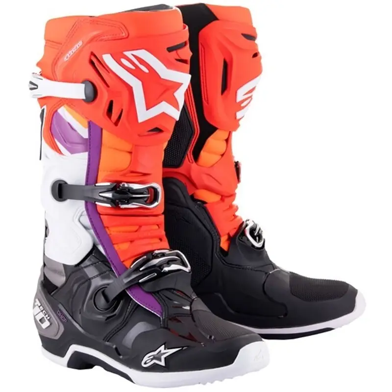Nejlepší Volba Boty na motorku Alpinestars Tech 10 oranžovo-žluto-fialovo-bílo-černé