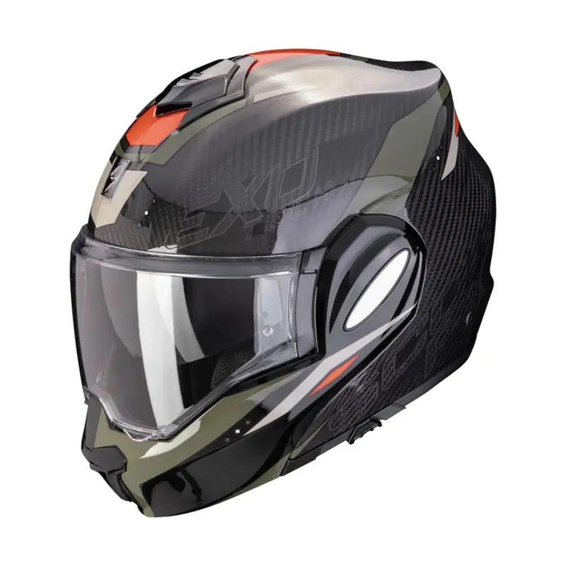 Speciální Cena SCORPION překlopná přilba EXO-TECH EVO CARBON ROVER černo/zelená