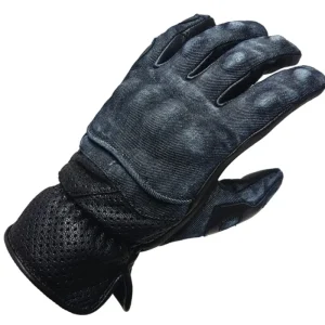 Autentický MBW Pánské kožené moto rukavice Denim modré