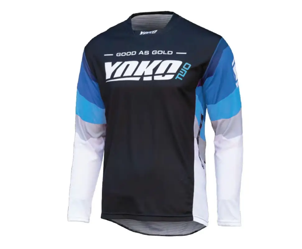 Motokrosový dres YOKO TWO černo/bílo/modré L Výhodná Nabídka