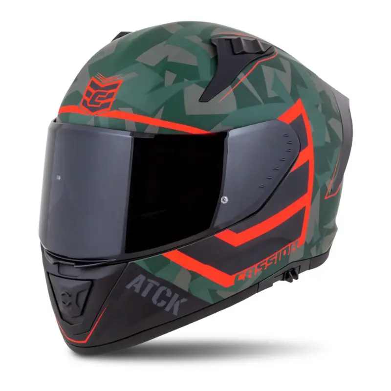 CASSIDA Integrální moto přilba Aero ATCK zelená camo černá šedá oranžová Nakupujte Hned