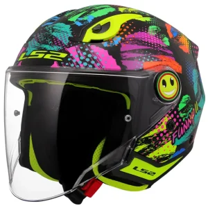 Super Cena LS2 Dětská otevřená moto přilba OF622 FUNNY II JOY BLACK