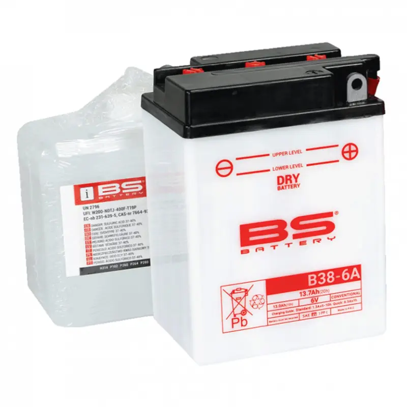 Vrácení Zdarma Konvenční motocyklová baterie BS-BATTERY B38-6A (Y38-6A ) Včetně balení kyseliny