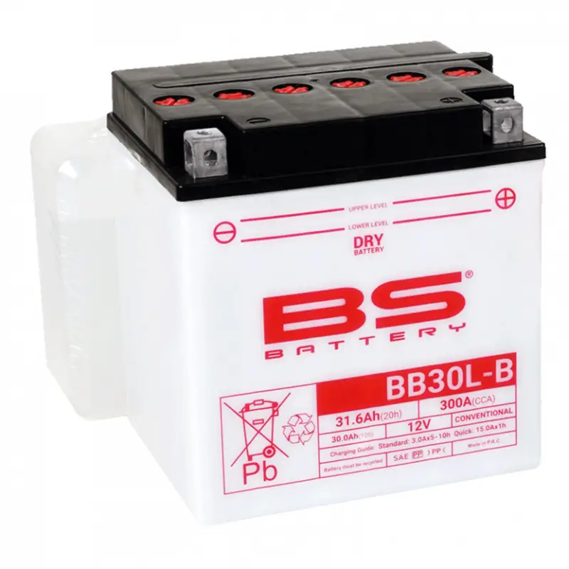 Konvenční motocyklová baterie BS-BATTERY BB30L-B Včetně balení kyseliny Akční Cena