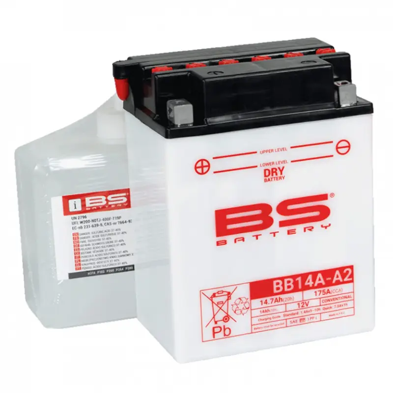 Must-Have Konvenční motocyklová baterie BS-BATTERY BB14A-A2 Včetně balení kyseliny