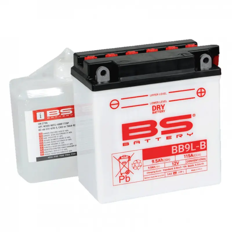 Konvenční motocyklová baterie BS-BATTERY BB9L-B Včetně balení kyseliny Speciální Cena