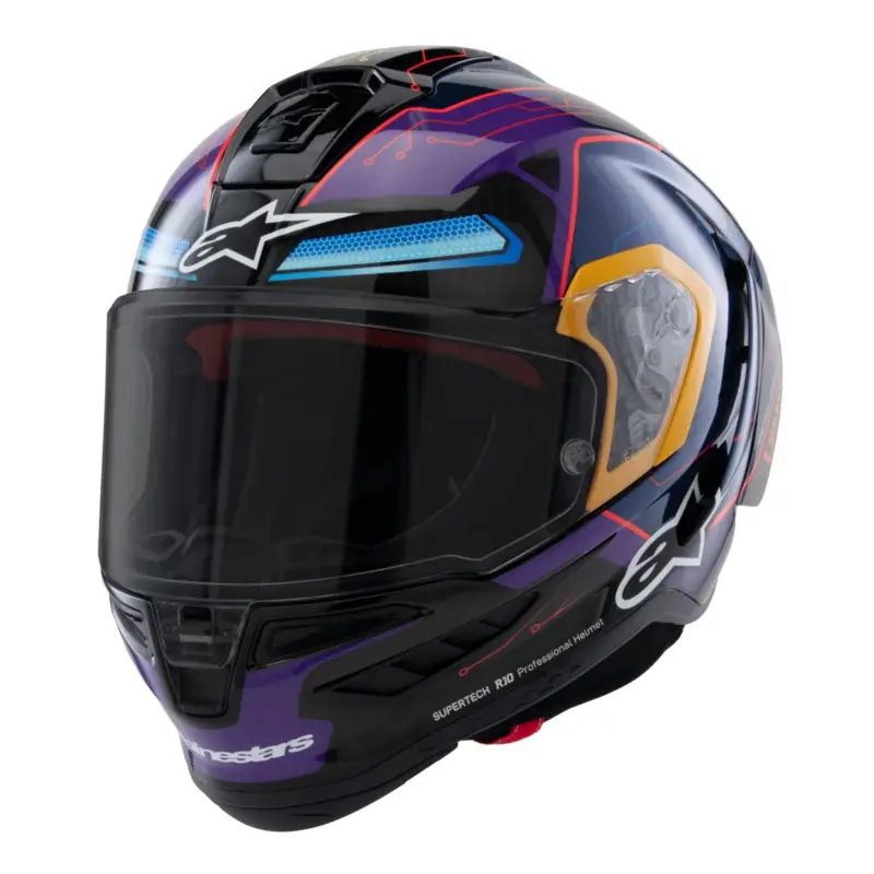 Horká Nabídka přilba SUPERTECH R10 limitovaná edice MARTINATOR JORGE MARTIN, ALPINESTARS (modrá/fialová/červená/žlutá) 2025