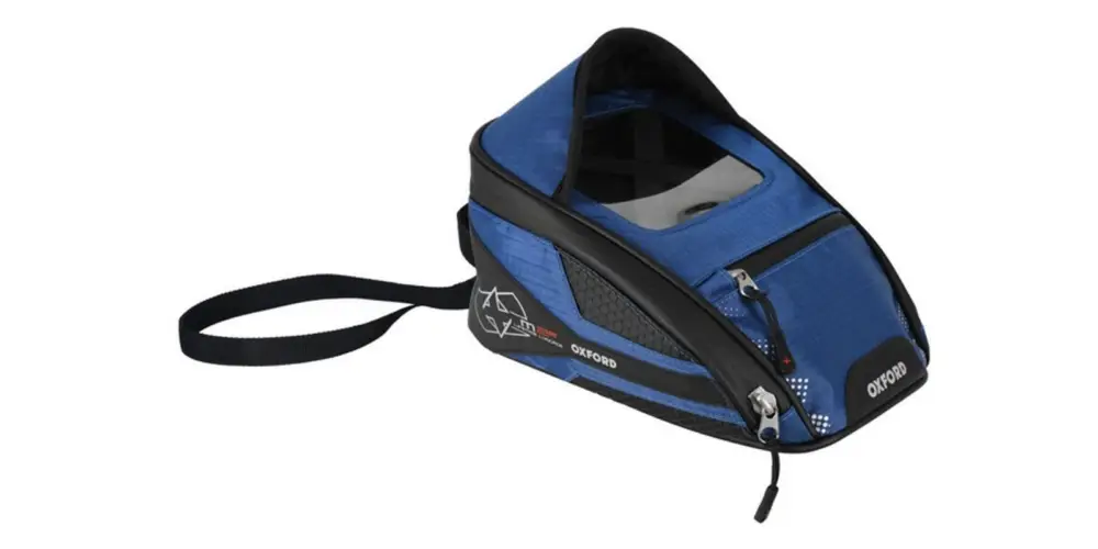 tankbag na motocykl M2R, OXFORD (černý/modrý, s magnetickou základnou, objem 2 l) Značkový