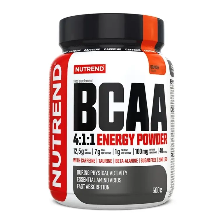 nápoj Nutrend BCAA 4:1:1 Energy Powder 500g pomeranč Cenově Výhodný