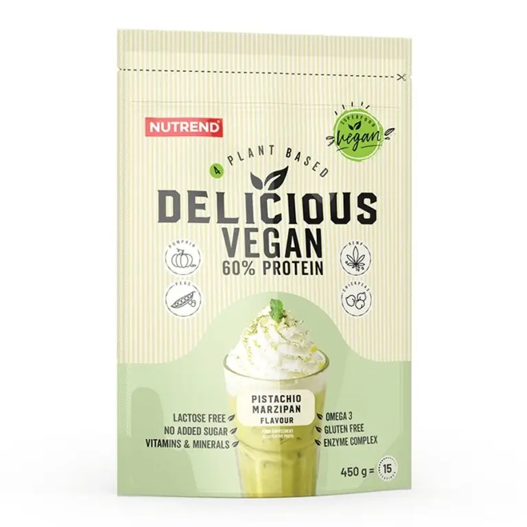 nápoj Nutrend DELICIOUS VEGAN PROTEIN 450g pistácie+marcipán Jen Po Omezenou Doba